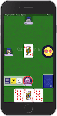 Play Thirty One online at CardzMania